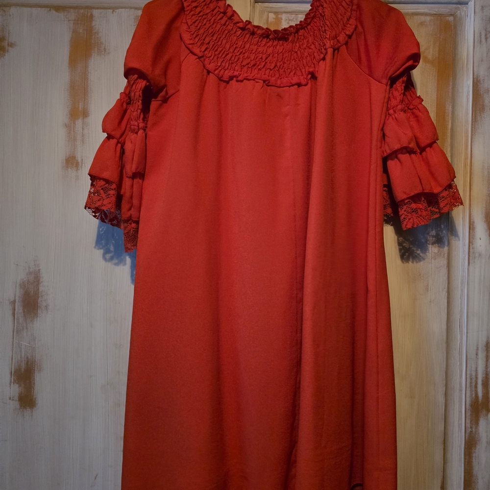 Chic Long Sleeve Red Dress